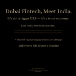 Dubai Fintech, Meet India - premium black and gold graphic